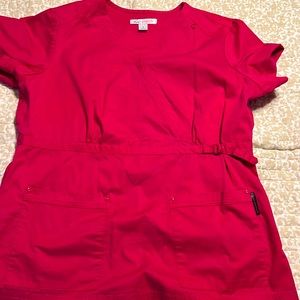 Pink/ burgundy koi scrub top